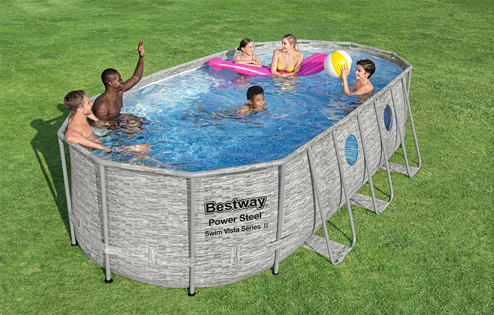 Bestway power steel above clearance ground swimming pool